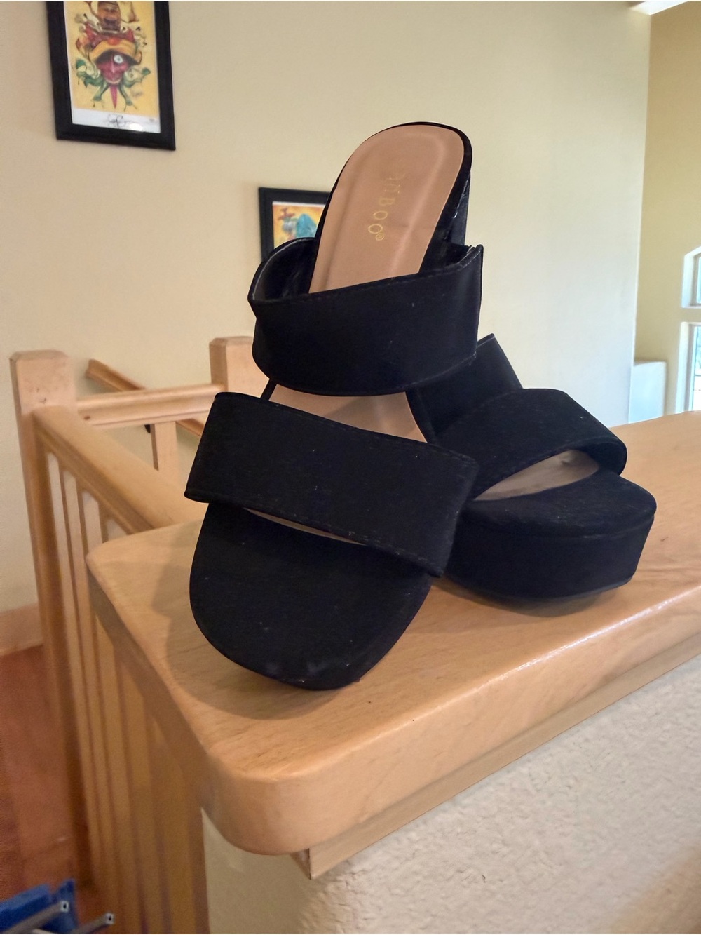 BAMBOO Black Women's Platform Slide Sandals